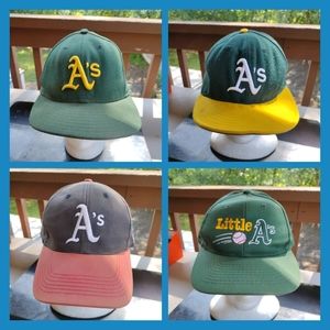 (4) OAKLAND A's Caps. New Era (2) MADE IN USA. (2 Fitted, 2 Adjustable)